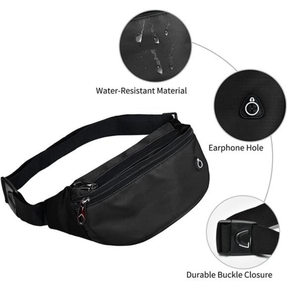 Fanny Pack for Men Women, Waterproof Sports Waist Bag Pack, Belt Bag for Travel - Picture 3 of 7